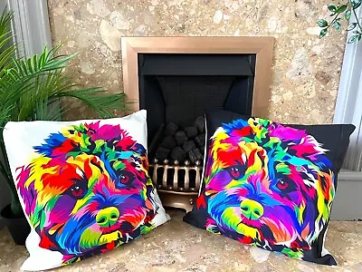 £13.95 • Buy 18  Dog Cushion Cover Pet Portrait Colourful Pop Art Pillow Puppy Home Gift
