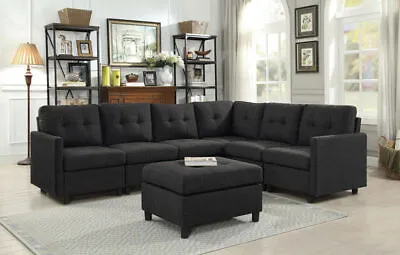 1-7 Pcs Sectional Modern Sofa Set Couch Microsuede Reversible Chaise Ottoman NEW • $125.99