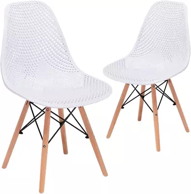 Dining Mid Century Modern Hollow Back Design Plastic Shell Armless Side Chair Wi • $109.99