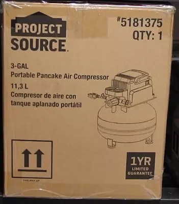 Project Source 3-Gallons Portable 110 PSI Pancake Air Compressor 120v  New Gray • $79.99