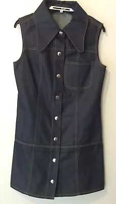 $190 • Buy Alexander Mcqueen Dark Blue Denim Sleeveless Dress – Size 40 (12)