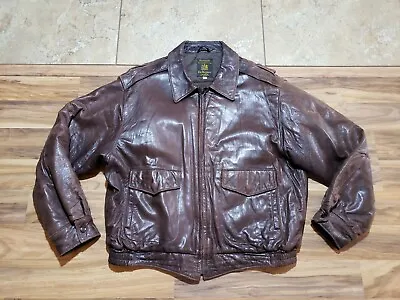 VTG Beckwith The Regiment Brown Leather Jacket A-2 Style Sz 46 • $39.99