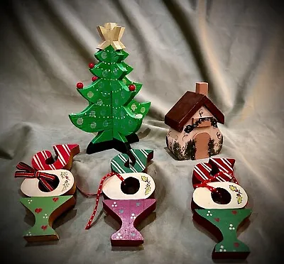 Vintage Wooden Christmas Decorations • $19.95