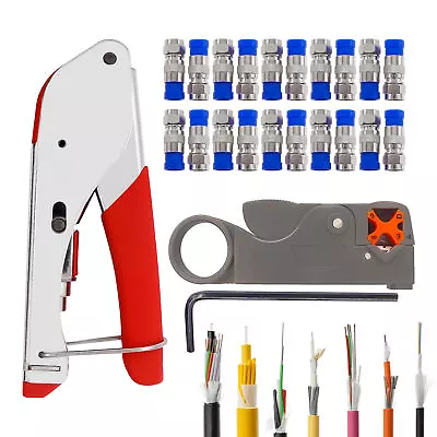 Coaxial Cable Wire Stripper RG6/RG59 Compression F Connector Crimping Plier Tool • $37.79