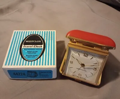 Westclox Foldable Travel Alarm Windup Clock Vintage 70's Gold Red Case - NOS • $38.99