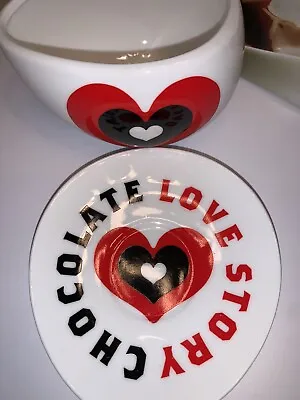 Max Brenner Hug Mug Cup & Saucer Chocolate Love Story Hearts Tea Coffee Mug • $8