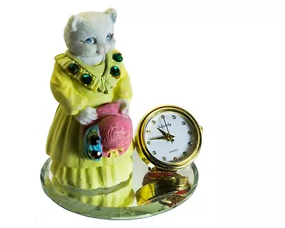 Infinity:poly Stone Cat Figurine Handmade Collectable Analog Quartz Mini Clock  • $9.99