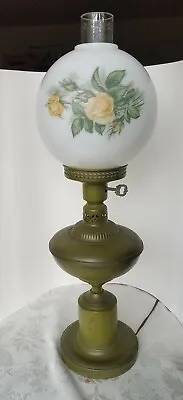 Vintage Baroque Mod Avocado Green Banquet Parlor Lamp Globe Shabby Chic GWTW • $35.95