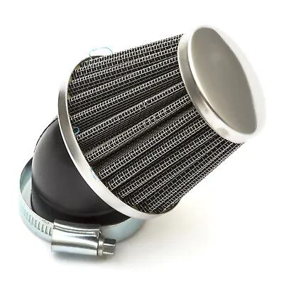 50mm Motorcycle Air Filter Silver Performance Mushroom Style High Flow Bent Neck • £7.79