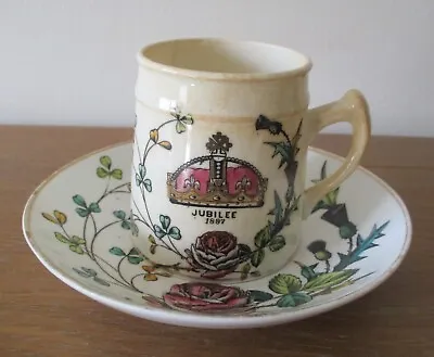 Antique Cup And Saucer/tea Plate. For Queen Victoria's Golden Jubilee 1887.  • £25.99