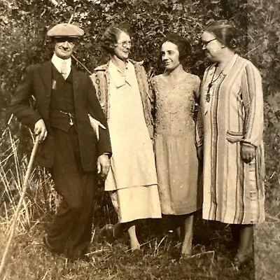 Early 1900s ORIGINAL Vintage Photo Dapper Man With Suit Fashion Ladies Snapshot • $4.80