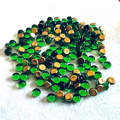 $4.99 • Buy B498 Vintage Glass Cabochons 20SS(4.6mm) Tourmaline Round Gold Foiled (144)