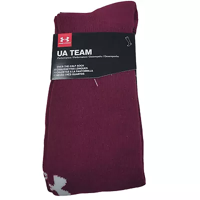 Under Armour Socks Mens XL Over The Calf Knee High OTC UA Team 13-16 Maroon • $12