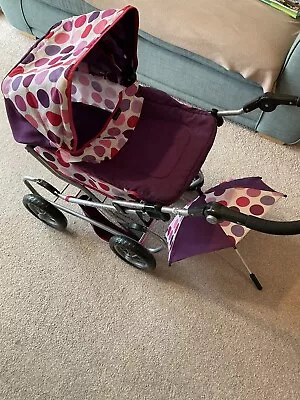 Mamas And Papas Doll Toy Pram Purple Folding With Adjustable Handle And Umbrella • £15.75