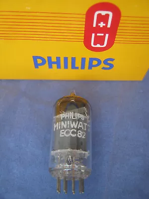 ECC82 / 12AU7  PHILIPS  Tube  - K61 /  45° D Foil - Getter  -  ECC 82  -  1956 • $129