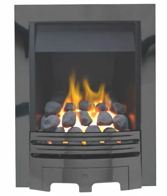 GAS FIRE BLACK GLOSS COAL FULL DEPTH HIGH 4kw HEAT OUTPUT 10 YEAR WARRANTY BNIB • £419.98