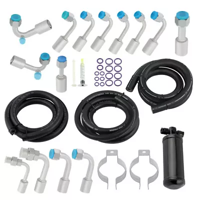 134a A/C AC Air Conditioning Hose & Fittings & O-Ring Kit With Black Drier • $151.99