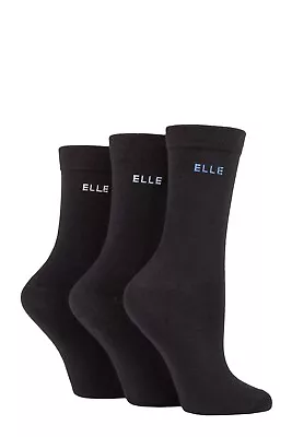 £10.99 • Buy Elle Ladies Cotton Socks 4-8 Plain And Striped Smooth Toes Many Colours- 3 Pairs
