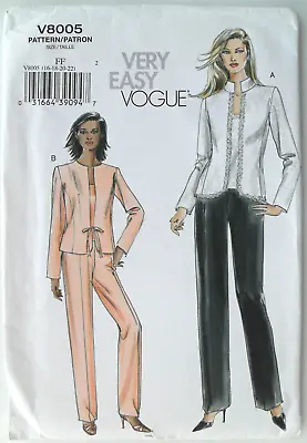 FF Uncut 16-22  Lined Jacket Camisole & Trousers Sewing Pattern Vogue 8005 • £6.95