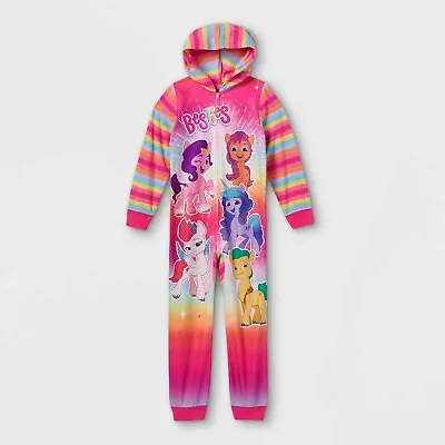 Girl My Little Pony One Piece Pajamas Union Suit Hoodie Sleeper Sunny Pink 6-12 • $27.90