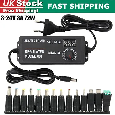 72W Universal Power Adaptor 3-24V AC Supply Adapter Converter/14 Different Plugs • £16.66