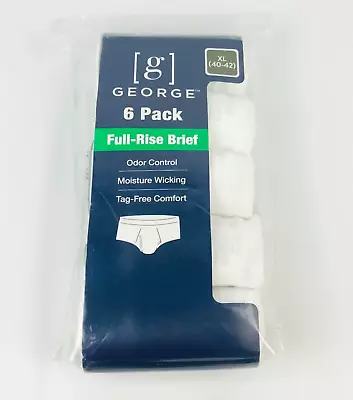 George Men's Full Rise Cotton Brief Underwear White 6 Pack Size XL • $18.95