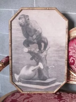 Painting On Basket Monkey On Trunk And Jar Ostini G.Vintage Xx Century • $95.38