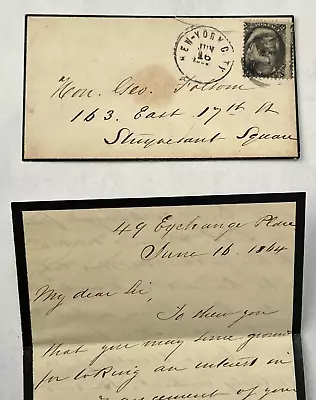 1864 BLACKJACK NY MOURNING 4pg LETTER CIVIL WAR SOLDIER POW LIBBY PRISON SENATOR • $49.99