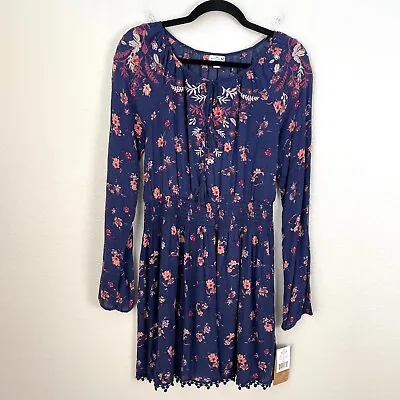 NEW Mason Belle Womens Medium Floral Embroidered Long Sleeve Boho Dress • $24.99