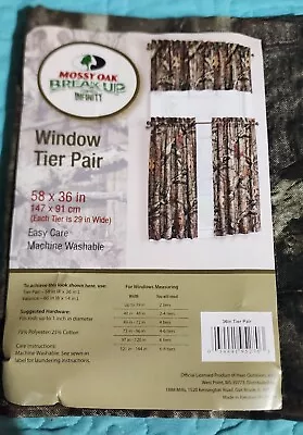 Mossy Oak Break-Up Infinity Window Curtain Panels Of (2) Valence And A Tier Pair • $24.99