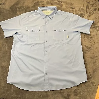 Columbia Shirt Mens XXL 2XL Blue Button Up Short Sleeve Omni-Shade Vented Fish • $16.88