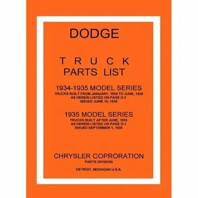 Factory Parts Manual For 1934-1935 Dodge Trucks • $49.88