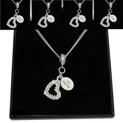 £16.99 • Buy Engraved Heart Necklace For Woman, Girl With Personalised Silver Tag & Gift Box