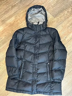 LL Bean Men's Black Goose Down Mountain Classic Hooded Parka Size Medium Warm • $54.48