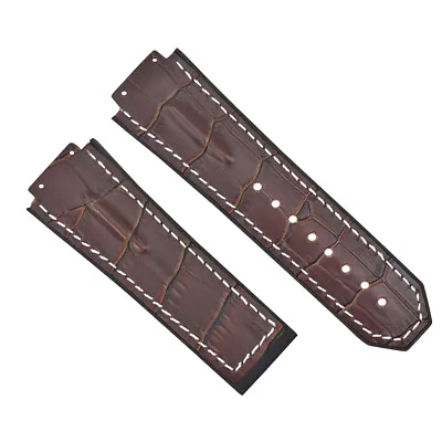 $19.95 • Buy 28mm Leather Rubber Strap For 48mm Hublot Big Bang Fusion F1 King Power Brown Ws