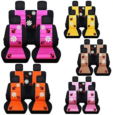 $169.99 • Buy Front+ Rear Car Seat Covers Fits 98-2018 VW Beetle Blk-red/orange/blue W/ladybug