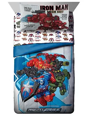 Marvel Avengers Mech Strike Reversible 5 Pc Twin Bed In A Bag Comforter Sheets • $69.88