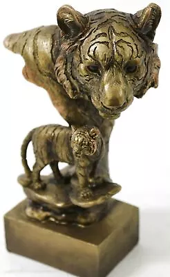 Hand Made 2 Mountain Lion Male And Female Bust Faux Bronze Sculpture Figurine • $59.95