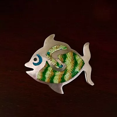 Vintage Enamel Sterling Silver Mexico Fish Pin By Jeronimo Fuentes - Margot • $59.99