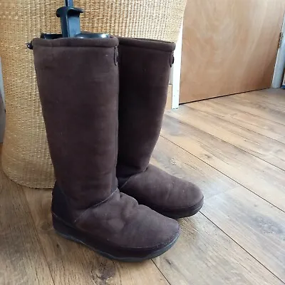 £49.99 • Buy Ladies FitFlop Suede Tall Brown Boots 5 UK 38 EU Mukluk Wobbleboard Shearling