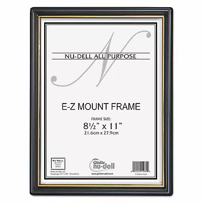 Nudell EZ Mount Document Frame With Trim Accent Plastic 8-1/2 X 11 Black/Gold • $12.15