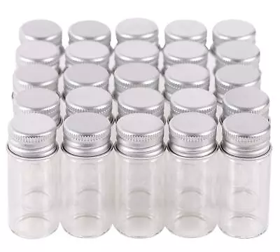 100 10ml Vials Small Mini Tiny Glass Bottles Clear Empty Jars With Aluminum T... • $27.13