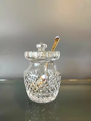 Vintage Signed Waterford Cut Crystal Honey/Jam Jar With Spoon • $55