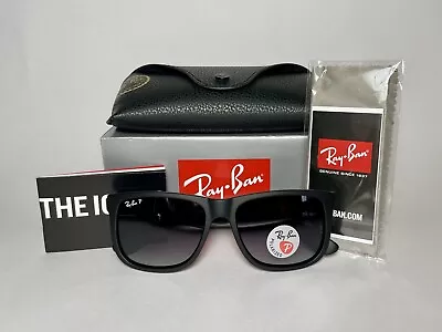 Ray-Ban Justin RB4165 622/T3 54mm Black Grey Gradient Polarized Sunglasses • $84.98