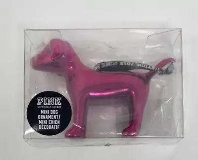 Victorias Secret Hot Pink MINI DOG ORNAMENT 5  Plastic Metallic Pink • $8.65