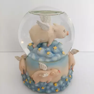 Flying Pig Angel Snow Globe Musical Love Story Wind Up • $27