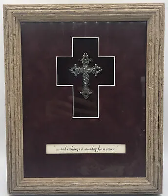 Kenneth Wyatt Framed Shadow Box Wall Art Silver Cross “exchange For A Crown” VTG • £81.51