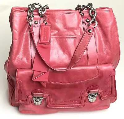 COACH Poppy Camelia Tote Leather Shoulder Bag Style 17924 • $84.99