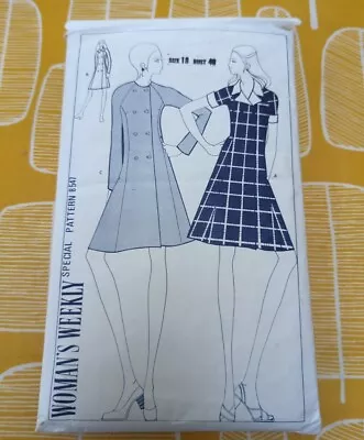 Vintage 1970s Woman's Weekly Coat Dress  Sewing Pattern Size 18 Uncut • £2.99