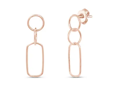 Down To Chain Link Drop Earrings For Her In 14K Solid Rose Gold • $599.99